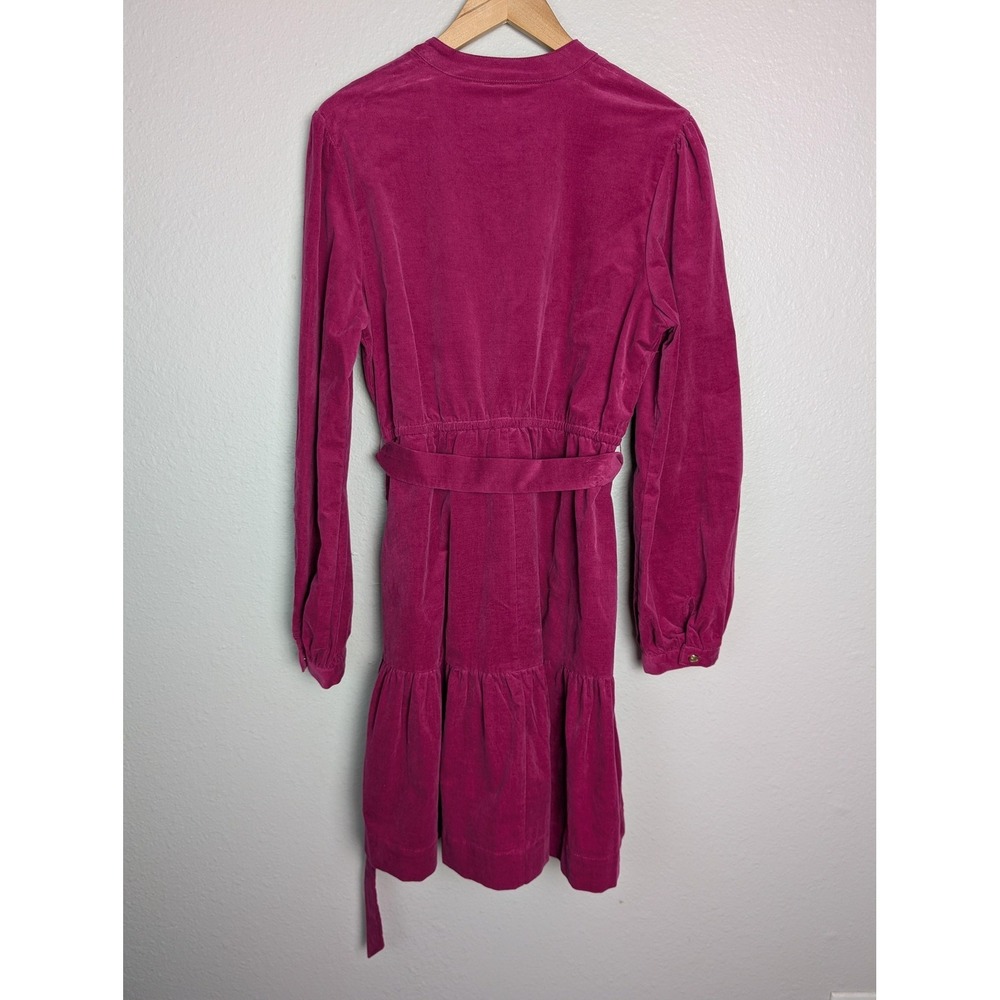 Draper James Shirt Dress Womens L Pink Corduroy Belted Balloon Sleeve Button - Picture 10 of 10